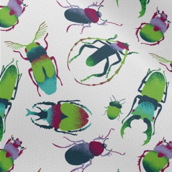 Hand Drawn Green Insects Chiffon