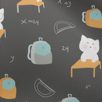 Cute Cat Goes To School Chiffon