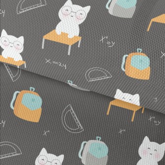 Cute Cat Goes To School Waterproof Oxford