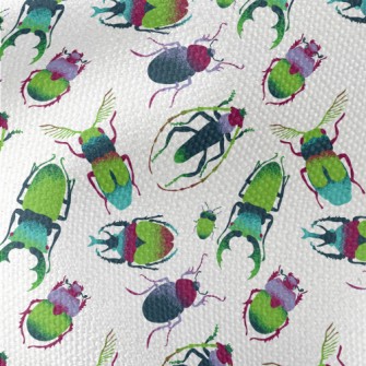 Hand Drawn Green Insects Waterproof Canvas