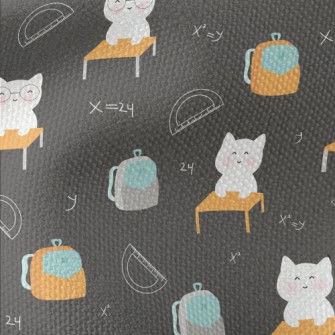 Cute Cat Goes To School Waterproof Canvas