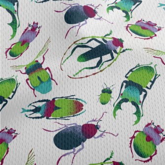 Hand Drawn Green Insects Athletic Mesh Flat Back