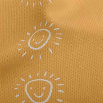 Sun Smiley Face Doodle Athletic Mesh Flat Back