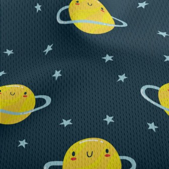 Cartoon Smiley Planet Athletic Mesh Flat Back