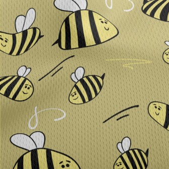 Hand Drawn Bee Doodle Athletic Mesh Flat Back
