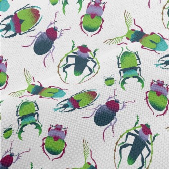 Hand Drawn Green Insects Performance Linen