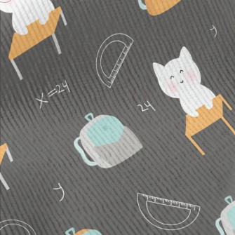 Cute Cat Goes To School Standard Corduroy