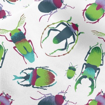Hand Drawn Green Insects Micro Fleece