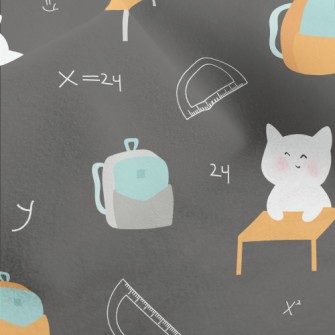 Cute Cat Goes To School Micro Fleece