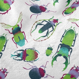 Hand Drawn Green Insects Minky