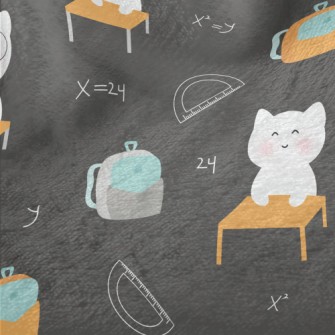 Cute Cat Goes To School Minky