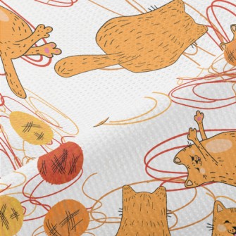 Cat Playing With A Ball Of Yar Piqué