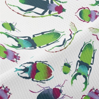 Hand Drawn Green Insects Piqué