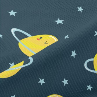 Cartoon Smiley Planet Piqué