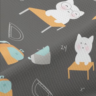 Cute Cat Goes To School Piqué