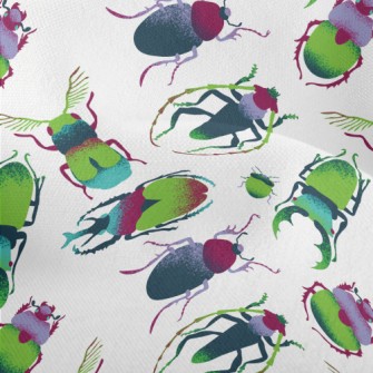 Hand Drawn Green Insects Lightweight Performance Linen