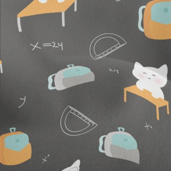 Cute Cat Goes To School Lightweight Performance Linen