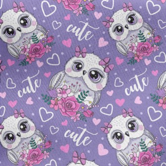 Cute Cartoon Owl Jersey Backed Fleece