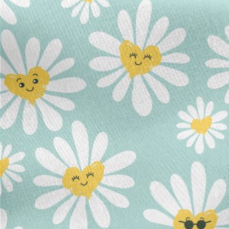 Cute Daisy Doodle Jersey Backed Fleece