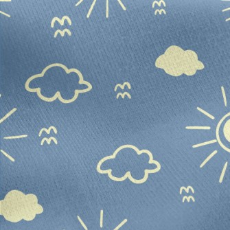 Simple Sun And Clouds Jersey Backed Fleece