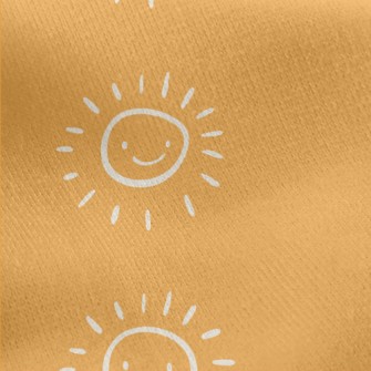 Sun Smiley Face Doodle Jersey Backed Fleece
