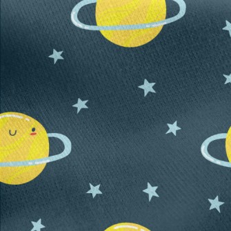 Cartoon Smiley Planet Jersey Backed Fleece