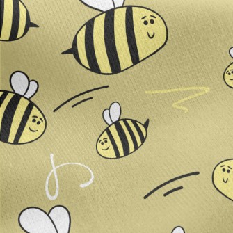 Hand Drawn Bee Doodle Jersey Backed Fleece