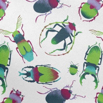 Hand Drawn Green Insects Pongee