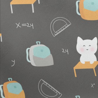 Cute Cat Goes To School Pongee