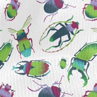 Hand Drawn Green Insects Stretch Jersey