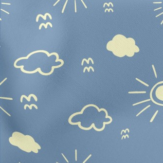 Simple Sun And Clouds Lightweight Cotton Poplin