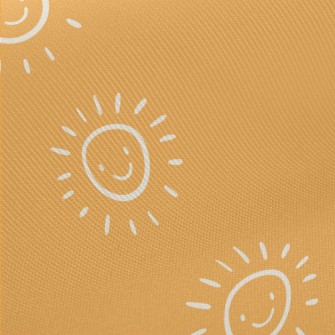 Sun Smiley Face Doodle Midweight Cotton Poplin