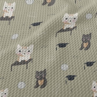 Cats Take Math Lessons Birdseye Piqué