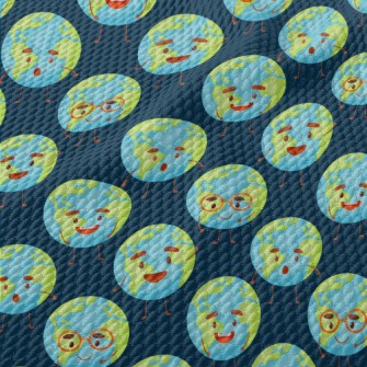 Cute Happy Earth Birdseye Piqué