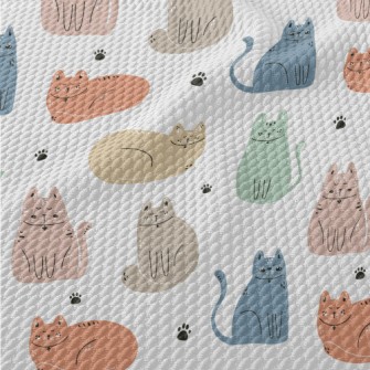 Colorful Tranquil Cat Birdseye Piqué