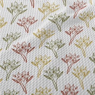 Colored Lilies And Daffodils Birdseye Piqué