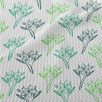 Hand Drawn Lily And Daffodil Birdseye Piqué