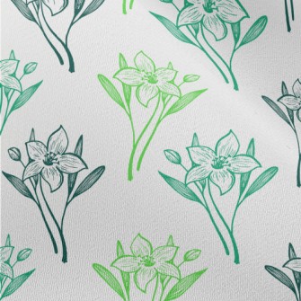 Hand Drawn Lily And Daffodil Chiffon