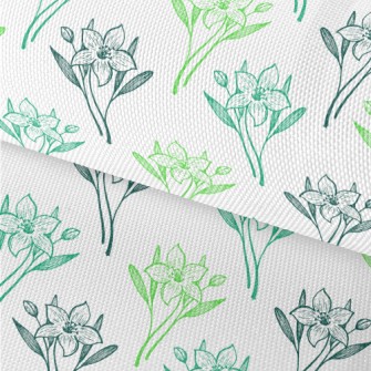 Hand Drawn Lily And Daffodil Waterproof Oxford