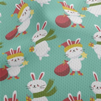 Merry Christmas Bunny Athletic Mesh Flat Back