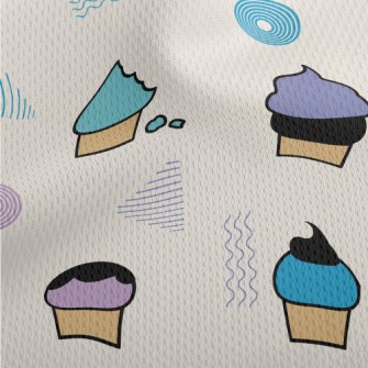 Cartoon Cup Cake Athletic Mesh Flat Back