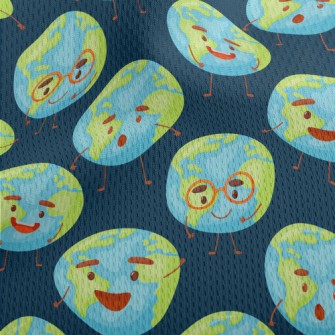 Cute Happy Earth Athletic Mesh Flat Back