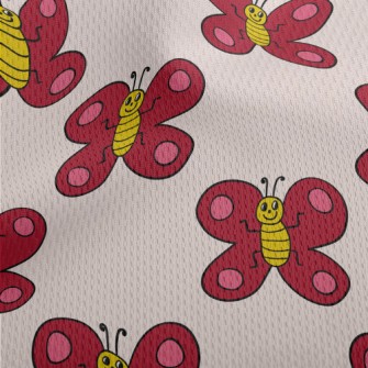 Red Butterfly Graffiti Athletic Mesh Flat Back