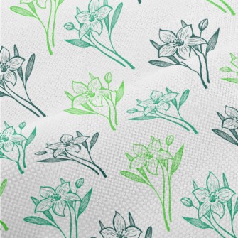 Hand Drawn Lily And Daffodil Performance Linen