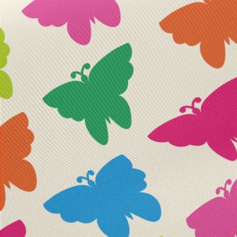 Colorful Butterfly Silhouettes Twill