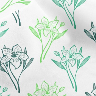 Hand Drawn Lily And Daffodil Micro Fleece