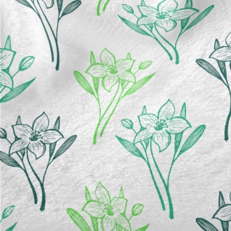 Hand Drawn Lily And Daffodil Minky