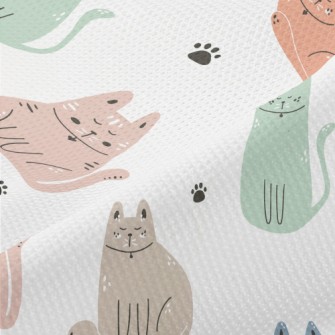 Colorful Tranquil Cat Piqué