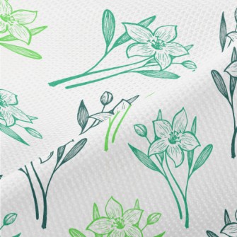 Hand Drawn Lily And Daffodil Piqué