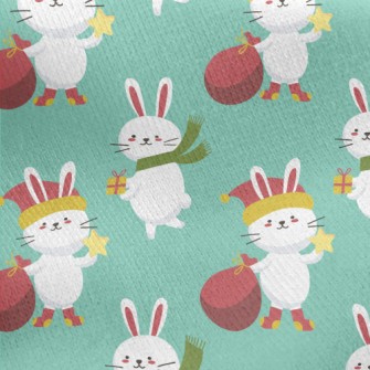 Merry Christmas Bunny Jersey Backed Fleece